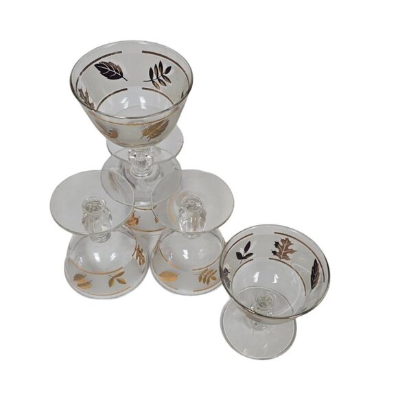 Libbey Golden Foliage 22K Gold Leaf Design Frosted Ice Bucket & Glasses - Picture 14 of 16